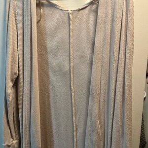 Light Gray Open Front Cardigan